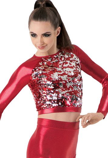 Two-Way Sequin Long-Sleeve Top