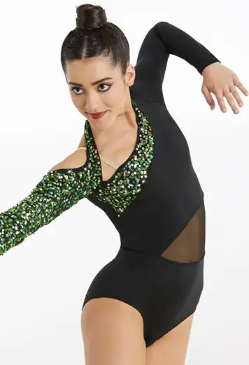 Asymmetrical Sequin Leotard