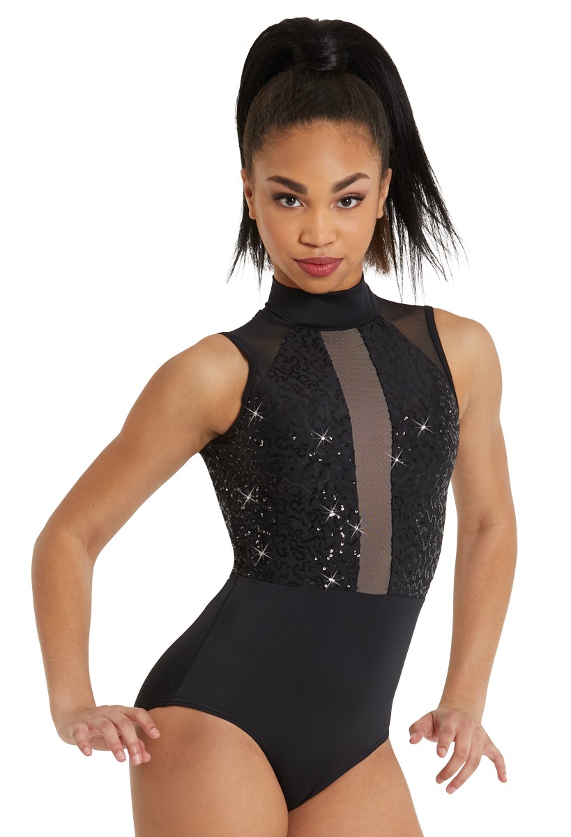 black sequin unitard