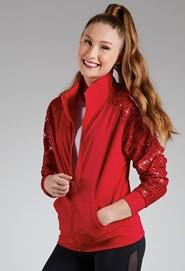 Dance Tops - Sequin Bomber Jacket - Lipstick - Large Adult - SQ13866