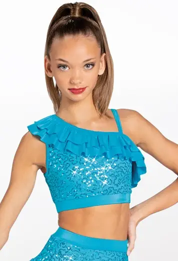 Ruffled Sequin Crop Top