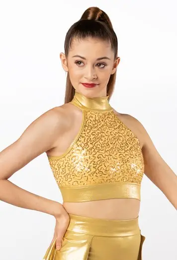 Sequin Metallic Crop Top