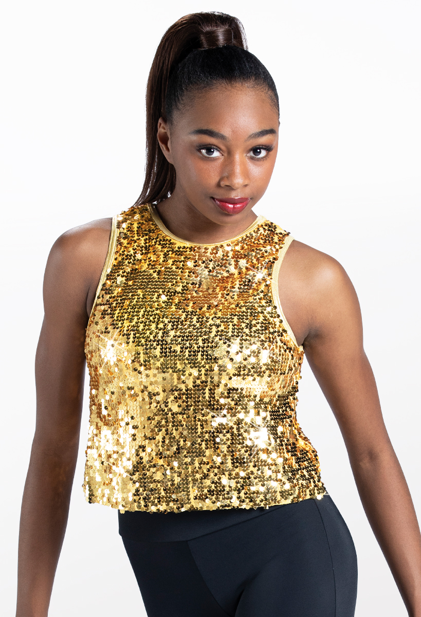 Ladies gold best sale sequin top