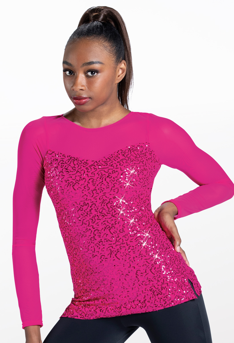 NWOT long sleeve knit purple top dance costume item ch/ladies lightweight 