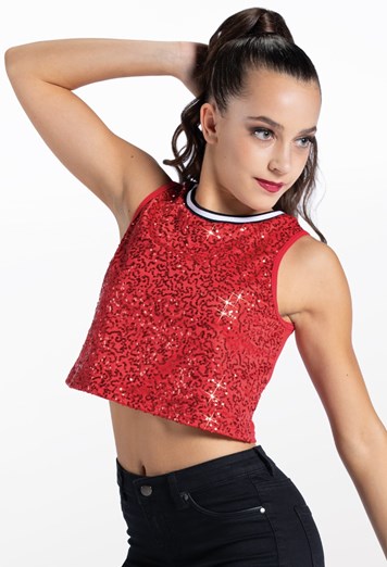 Cropped Sequin Tank Top