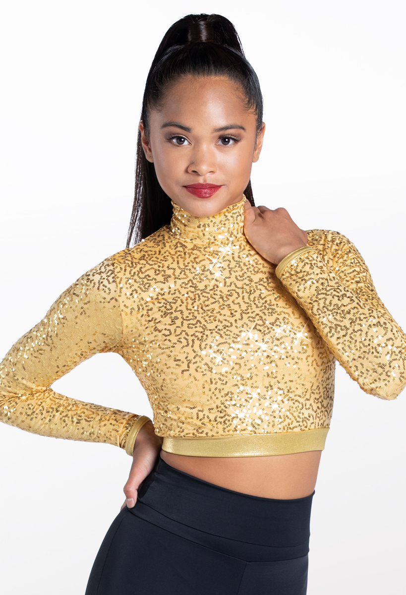 gold sequin dance top