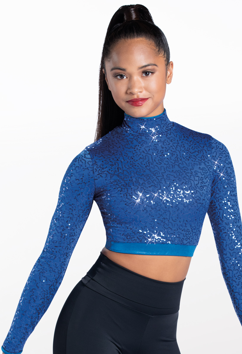 Blue sequin 2024 long sleeve top