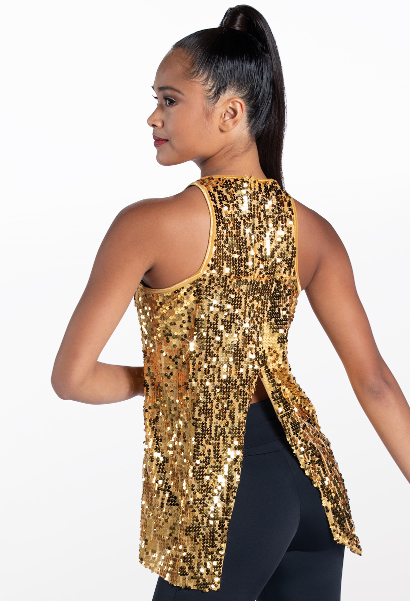 gold sequin dance top