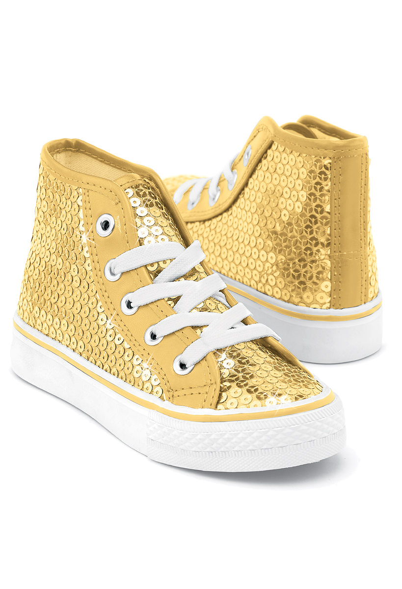 gold sequin sneakers